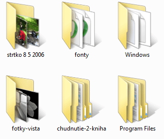 Windows Vista ikony veľké zobrazenie